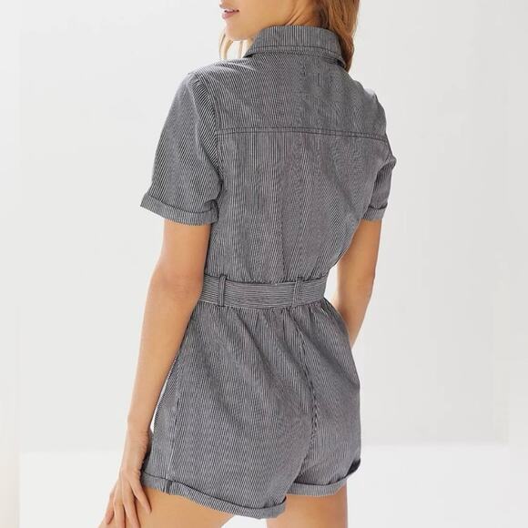 Urban Outfitters Carmen Black and White Conductor Striped Romper, Size Large - Picture 3 of 16